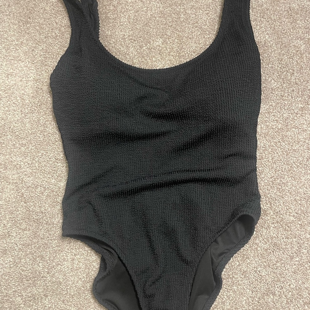 J. Crew Textured Black One Piece Swimsuit